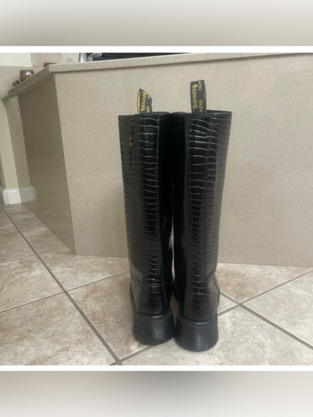 RARE Dr Martens ENGLAND  9730 Croc Emboss Square Toe knee high Boots. Women's 10 - Picture 11 of 16